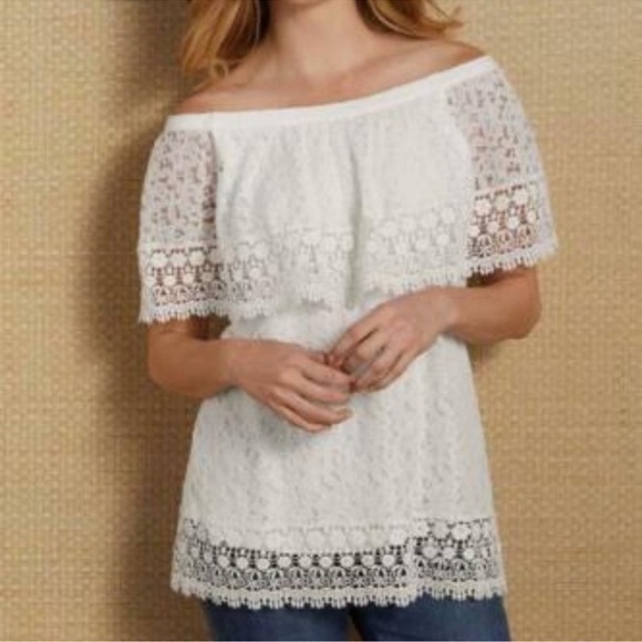 Soft Surroundings Tops - NWT Soft Surroundings Limoges Lace Off Shoulder Ivory Crochet Blouse Size Large